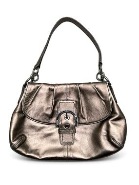 Y2K Coach Pleated Soho Metallic Brown Shoulder Flap Bag